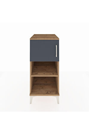 Kronos Komodin 2 Raflı Tek Kapaklı 44x59x96 Çam-Antrasit