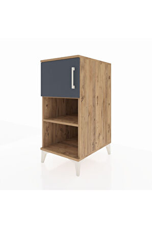 Kronos Komodin 2 Raflı Tek Kapaklı 44x59x96 Çam-Antrasit