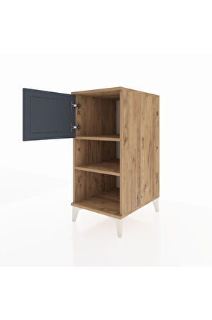 Kronos Komodin 2 Raflı Tek Kapaklı 44x59x96 Çam-Antrasit