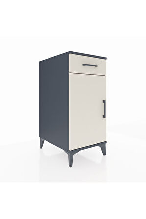 Kronos Komodin 2 Raflı Tek Çekmeceli Tek Kapaklı 44x59x96 Antrasit-Aytaşı