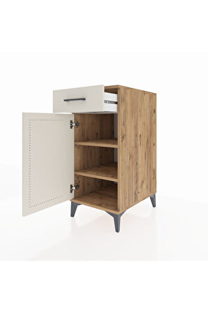 Kronos Komodin 2 Raflı Tek Çekmeceli Tek Kapaklı 44x59x96 Çam-Aytaşı