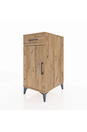 Kronos Komodin 2 Raflı Tek Çekmeceli Tek Kapaklı 44x59x96 Çam-Çam