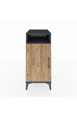 Kronos Komodin 3 Raflı Tek Kapaklı 44x59x96 Antrasit-Çam