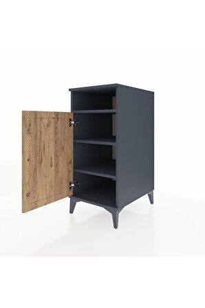 Kronos Komodin 3 Raflı Tek Kapaklı 44x59x96 Antrasit-Çam