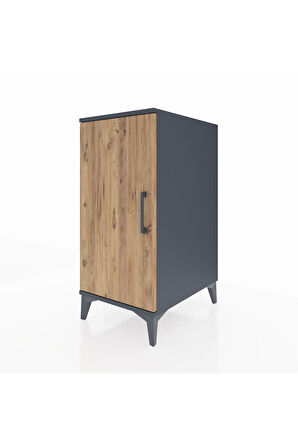 Kronos Komodin 2 Raflı Tek Kapaklı 44x59x96 Antrasit-Çam