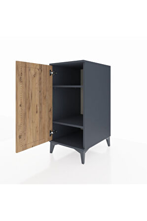 Kronos Komodin 2 Raflı Tek Kapaklı 44x59x96 Antrasit-Çam