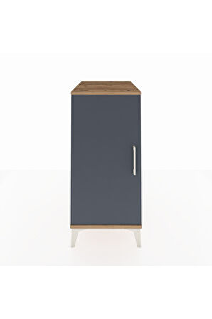 Kronos Komodin 2 Raflı Tek Kapaklı 44x59x96 Çam-Antrasit