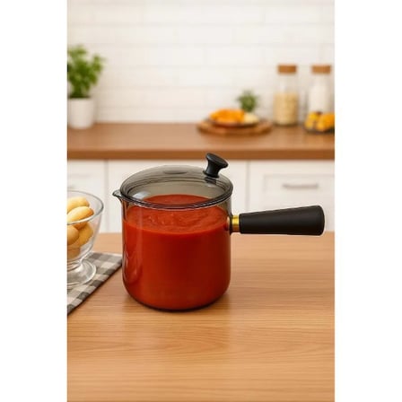 Premium Mutfak Gereci Ocak Üstü Sunum Ürünü 550 ml Akasya Cam Cezve