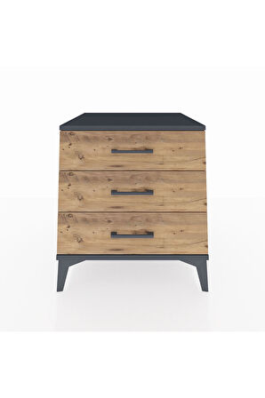 Kronos Komodin 3 Çekmeceli 60x59x64 Antrasit-Çam