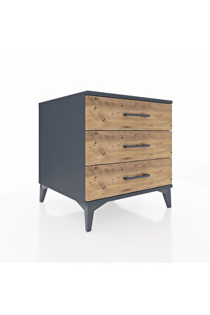 Kronos Komodin 3 Çekmeceli 60x59x64 Antrasit-Çam
