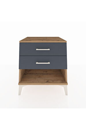 Kronos Komodin 2 Çekmeceli 60x59x64 Çam-Antrasit