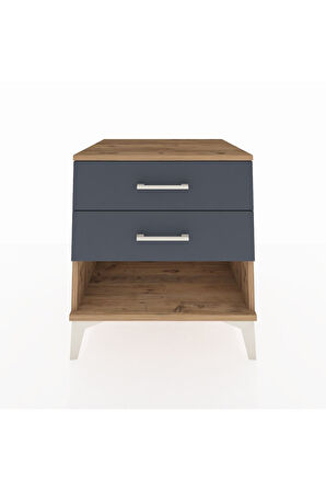 Kronos Komodin 2 Çekmeceli 60x59x64 Çam-Antrasit