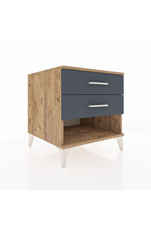 Kronos Komodin 2 Çekmeceli 60x59x64 Çam-Antrasit