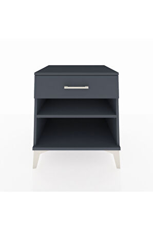 Kronos Komodin Tek Raflı Tek Çekmeceli 60x59x64 Antrasit-Antrasit