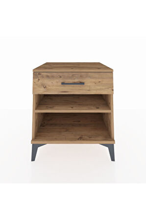 Kronos Komodin Tek Raflı Tek Çekmeceli 60x59x64 Çam-Çam