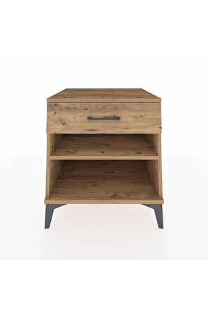 Kronos Komodin Tek Raflı Tek Çekmeceli 60x59x64 Çam-Çam