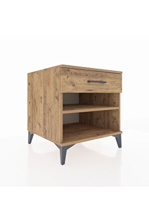 Kronos Komodin Tek Raflı Tek Çekmeceli 60x59x64 Çam-Çam