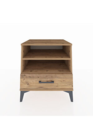 Kronos Komodin 2 Raflı Tek Çekmeceli 60x59x64 Çam-Çam