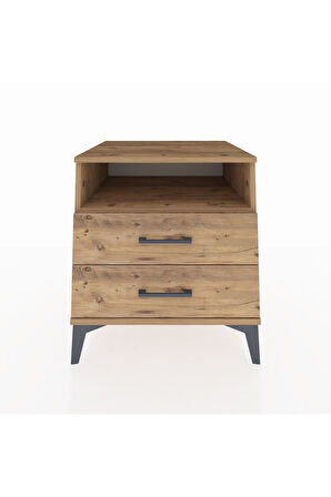 Kronos Komodin Tek Raflı 2 Çekmeceli 60x59x64 Çam-Çam