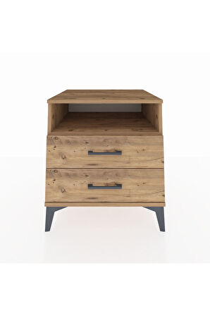 Kronos Komodin Tek Raflı 2 Çekmeceli 60x59x64 Çam-Çam