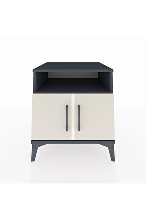 Kronos Komodin 2 Raflı 2 Kapaklı 60x59x64 Antrasit-Aytaşı