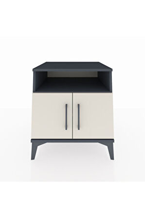 Kronos Komodin 2 Raflı 2 Kapaklı 60x59x64 Antrasit-Aytaşı