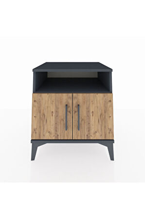 Kronos Komodin 2 Raflı 2 Kapaklı 60x59x64 Antrasit-Çam