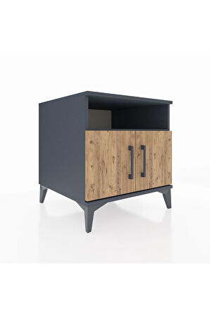 Kronos Komodin 2 Raflı 2 Kapaklı 60x59x64 Antrasit-Çam