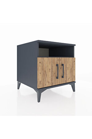 Kronos Komodin 2 Raflı 2 Kapaklı 60x59x64 Antrasit-Çam