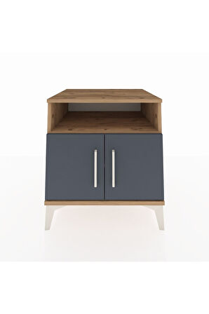 Kronos Komodin 2 Raflı 2 Kapaklı 60x59x64 Çam-Antrasit