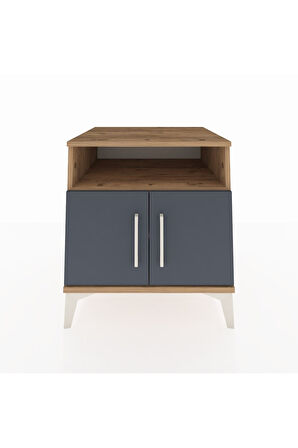 Kronos Komodin 2 Raflı 2 Kapaklı 60x59x64 Çam-Antrasit