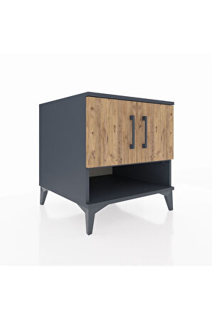 Kronos Komodin 2 Raflı 2 Kapaklı 60x59x64 Antrasit-Çam