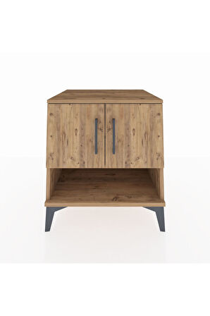 Kronos Komodin 2 Raflı 2 Kapaklı 60x59x64 Çam-Çam