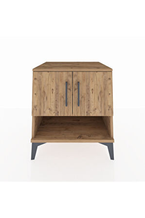 Kronos Komodin 2 Raflı 2 Kapaklı 60x59x64 Çam-Çam