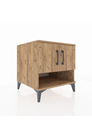 Kronos Komodin 2 Raflı 2 Kapaklı 60x59x64 Çam-Çam