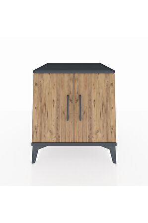 Kronos Komodin 2 Raflı 2 Kapaklı 60x59x64 Antrasit-Çam