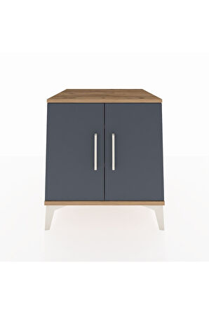 Kronos Komodin 2 Raflı 2 Kapaklı 60x59x64 Çam-Antrasit