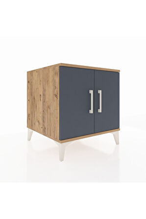 Kronos Komodin 2 Raflı 2 Kapaklı 60x59x64 Çam-Antrasit