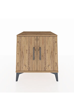 Kronos Komodin 2 Raflı 2 Kapaklı 60x59x64 Çam-Çam