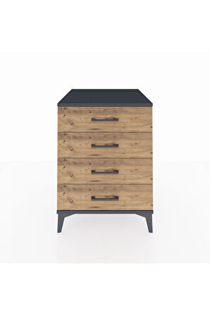 Kronos Komodin 4 Çekmeceli 60x59x80 Antrasit-Çam