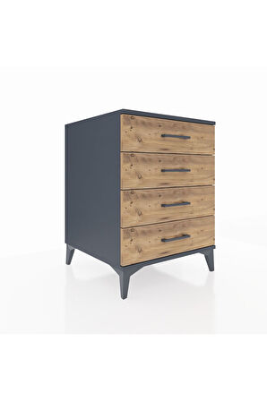 Kronos Komodin 4 Çekmeceli 60x59x80 Antrasit-Çam