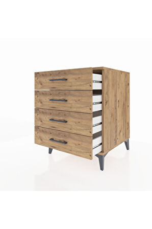 Kronos Komodin 4 Çekmeceli 60x59x80 Çam-Çam