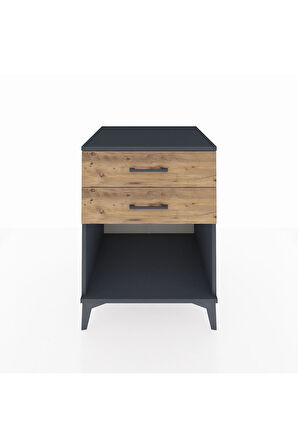 Kronos Komodin 2 Çekmeceli 60x59x80 Antrasit-Çam