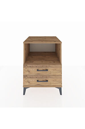 Kronos Komodin Tek Raflı 2 Çekmeceli 60x59x80 Çam-Çam