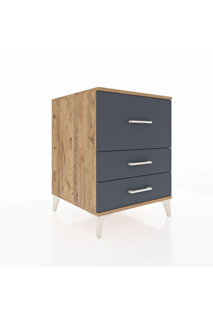Kronos Komodin 3 Çekmeceli 60x59x80 Çam-Antrasit