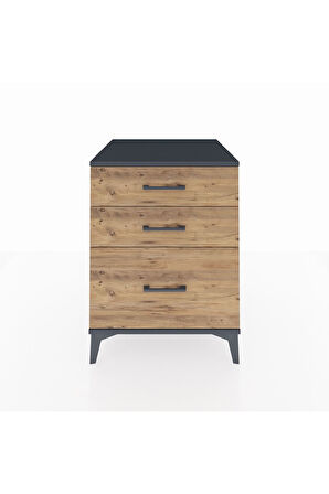 Kronos Komodin 3 Çekmeceli 60x59x80 Antrasit-Çam
