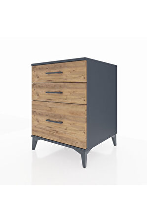 Kronos Komodin 3 Çekmeceli 60x59x80 Antrasit-Çam