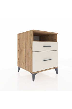 Kronos Komodin Tek Raflı 2 Çekmeceli 60x59x80 Çam-Aytaşı