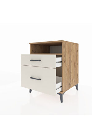 Kronos Komodin Tek Raflı 2 Çekmeceli 60x59x80 Çam-Aytaşı