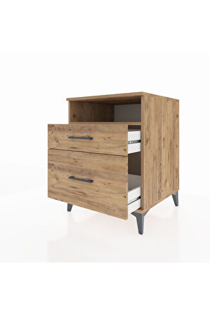 Kronos Komodin Tek Raflı 2 Çekmeceli 60x59x80 Çam-Çam